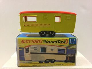 Matchbox Lesney Superfast 57 Trailer Caravan,  Yellow,  White Interior,  Dots,  G Box