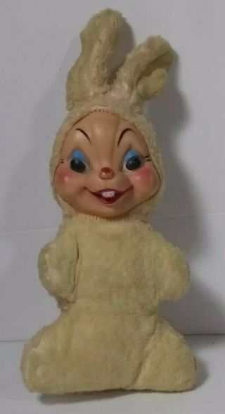 Vintage Rubber Face Bunny Stuffed Animal Doll Plush 11 "