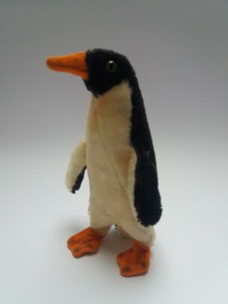 Vintage Hermann Mohair 6” Penguin With Green Glass Eyes.  Germany No Tag 2