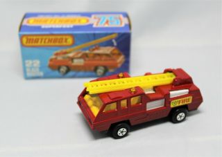 " Matchbox Superfast No22 Blaze Buster Fire Engine In Darker Red With Dark Glass