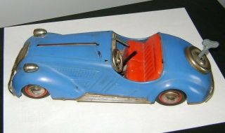 Distler Bmw D - 3150 Convertible 50s Tin Wind Up Clockwork Toy Car Us Zone Germany