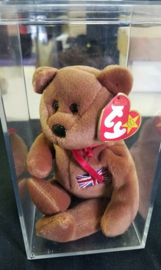 1st Edition Britannia Teddy Bear Ty Beanie Baby Made In Indonesia