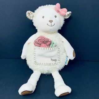 Eden Baby Cream Lamb Sheep Plush Hug Pocket Pink Bear Flower 12 " Stuffed Lovey