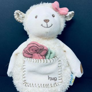 Eden Baby Cream Lamb Sheep Plush Hug Pocket Pink Bear Flower 12 