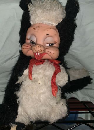 Rushton Star Creation Stinky Skunk Vintage Rubber Face Toy Plush Grubby