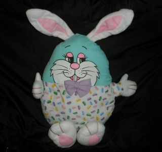 18 " Vintage Baby Blue Easter Egg Bunny Rabbit Pillow Stuffed Animal Plush Toy