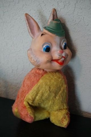 Vintage 50’s My Toy Rubber Faced Boy Bunny Rabbit Pink Blue White Cute Htf