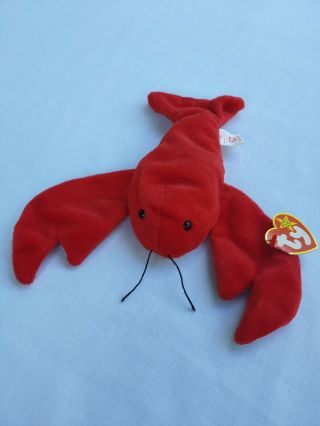 Pinchers Red Lobster 4026 Ty Beanie Baby 1993 & Tag Error & Pvc Pellets