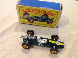 Vintage Lesney Matchbox 19 Lotus Racing Car Box