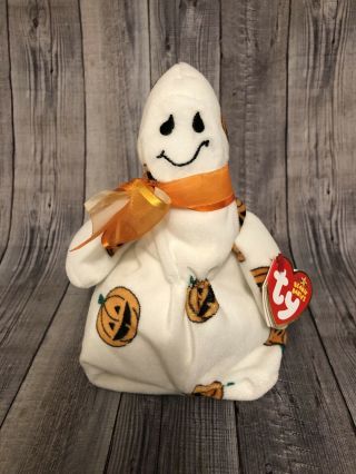 Ty Beanie Baby Ghoulish Halloween Ghost Very Cute & Nwt (26)