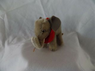 Steiff Vintage Elephant With Red Circus Collar