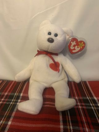 Ty Beanie Baby “valentino” Bear 1993 Rare With Brown Nose