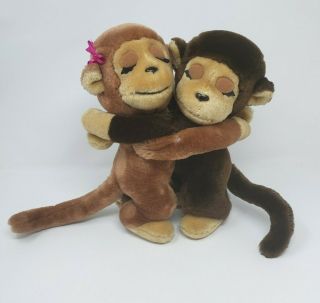 Vintage 1975 Dakin Hugging Monkey Monkies Boy & Girl Stuffed Animal Plush Toy