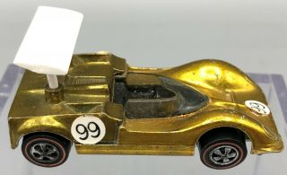 1969 Hot Wheels Redline Chaparral 2g Metallic Gold With Wing