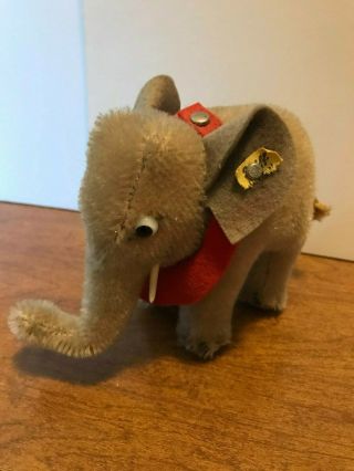 Steiff Vintage Elephant With Red Saddle