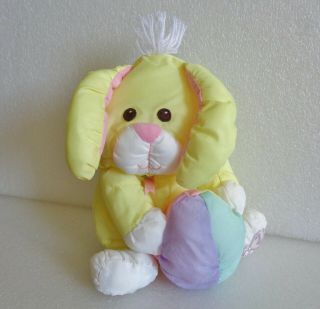 Vintage 1988 Fisher Price Puffalumps Yellow Easter Bunny Rabbit W/egg 8026