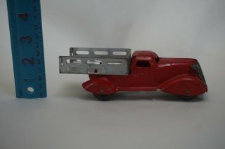 Vintage Marx Or Wyandotte 6” Pressed Steel Stake Truck Wood Wheels Red