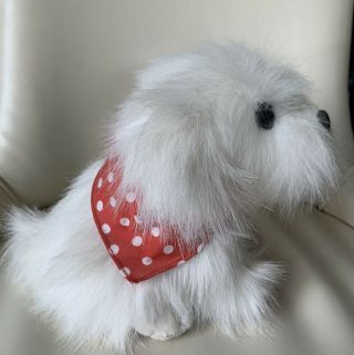Vintage Stuffed Animal Singing/dancing Dog Maltese Bichon Frise White Plush Soft