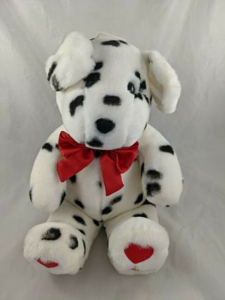 Commonwealth Dalmatian Dog Plush 12 " Red Heart Paw Stuffed Animal Toy