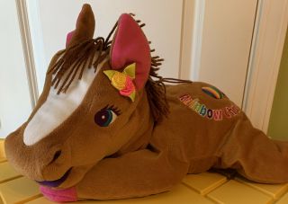 1998 Lisa Frank 24 " Plush Rainbow Chaser Horse Pony Brown Laying Lg Stuffed Toy