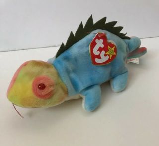Ty Beanie Baby,  Iggy The Iguana With Tongue,  1997,  4th Generation Tag