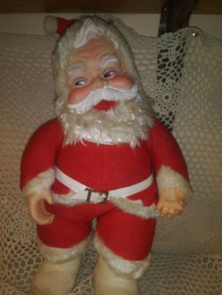Rushton Co Vintage Plush Santa Claus Rubber Face Boots 16 "