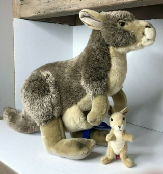 Fao Schwarz Kangaroo & Baby Joey 26 " Tall Large Plush Stuffed Animal Toy