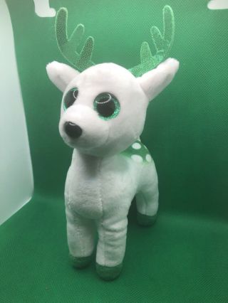 Ty Peppermint White/green Holiday Reindeer 6 " Beanie Baby