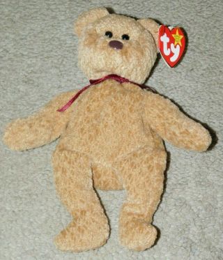1993 Retired Ty Beanie Baby Curly The Bear (tags Attached)