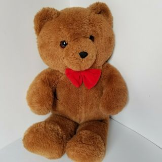 Dakin Honey Jo Vintage 1986 Brown Teddy Bear 20 " Plush Red Bow Tie Fun Farm Toy