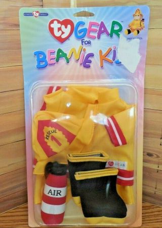 Ty Gear For Beanie Kids " Fire Fighter " Outfit W Jacket Hat Boots Tank