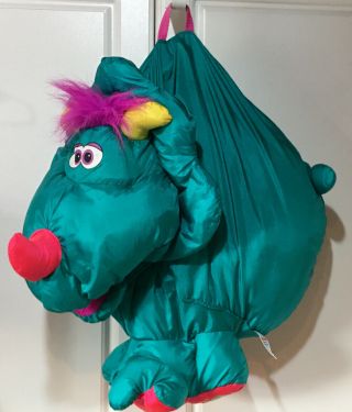 Fisher Price Big Things Blue - Green Puffalump Rhino Rhinoceros Dinosaur Dino Toy