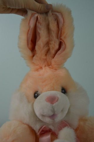 Vintage Dan Dee Bunny Rabbit Plush Stuffed Animal Peach Orange White Holding 2