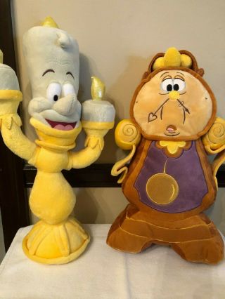 Disney Store Beauty And The Beast,  2 - Plush Toys,  Cogsworth And Lumiere