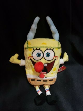 Ty Beanie Baby Spongebob Sleighride - The Christmas Spongebob (w/ Antlers)