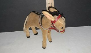 Rare Steiff Esel Donkey Red Bridle.  Ear Button Tag Vintage Circa 1950 