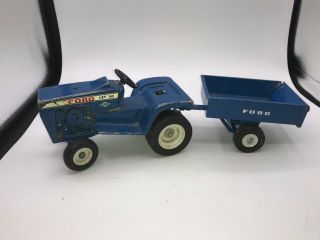 Vintage Ertl Ford Lgt 145 Lawn And Garden Tractor Set W/trailer 1/12 70 