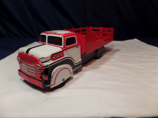 1950s Vtg Lithograph Print Louis Marx Stake Bed Flatbed Pressed Steel Toy Truck