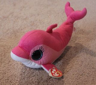 Ty Beanie Boos Surf Pink Dolphin Large 12 13 " Stuffed Plush Animal Nwmt Nwt
