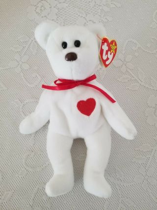 Ty Beanie Babies Valentino The Bear 1994 Pvc Brown Nose Tag Error