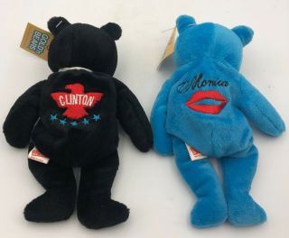 (2) Plush Toy Bears Bill Clinton & Monica Lewinsky 23 Karat Gold 