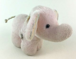 Vintage 80s Pink Baby Elephant Music Wind Up 8 " Plush Stuffed Baby Toy Fan Fair