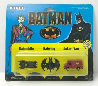 Vintage Ertl Batman Die Cast Vehicles Moc Batmobile Batwing Joker Van