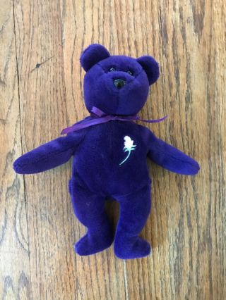 Vintage 1997 Princess Diana Ty Beanie Baby Babies Purple Teddy Bear,  Retired
