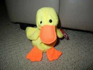 Quackers Ty Beanie Baby Duck Dob April 19 1994 Rare Retired Hang Tush Tag