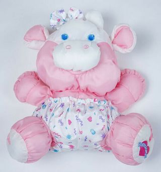 Fisher Price Vintage Puffalump Soft Pink Baby Cow Plush Stuffed Animal 1999