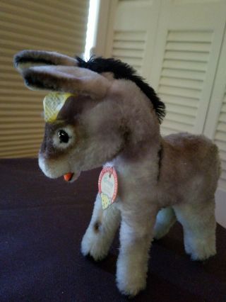 Vintage Steiff " Grissy The Donkey " 7 " Stuffed Animal