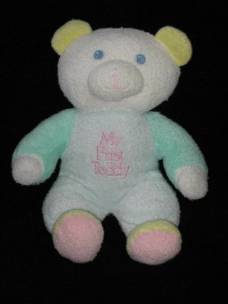Dan Dee Vintage My First Teddy Bear Pastel Terry Cloth Baby Lovey 11 " Htf