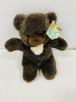 Vintage Gund 10 " Dark Brown Teddy Bear Plush White Chest 1982 Stuffed Animal Toy