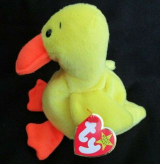 Ty Beanie Baby Quackers The Duck Style 4024 Dob 4 - 19 - 94 Mwmt